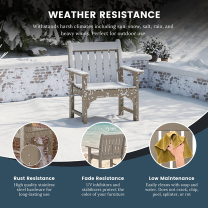 Polytrends Laguna, set da pranzo da giardino con tavolo rettangolare da 6 pezzi per patio e panca