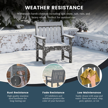 Polytrends Laguna, set da pranzo da giardino con tavolo rettangolare da 6 pezzi per patio e panca