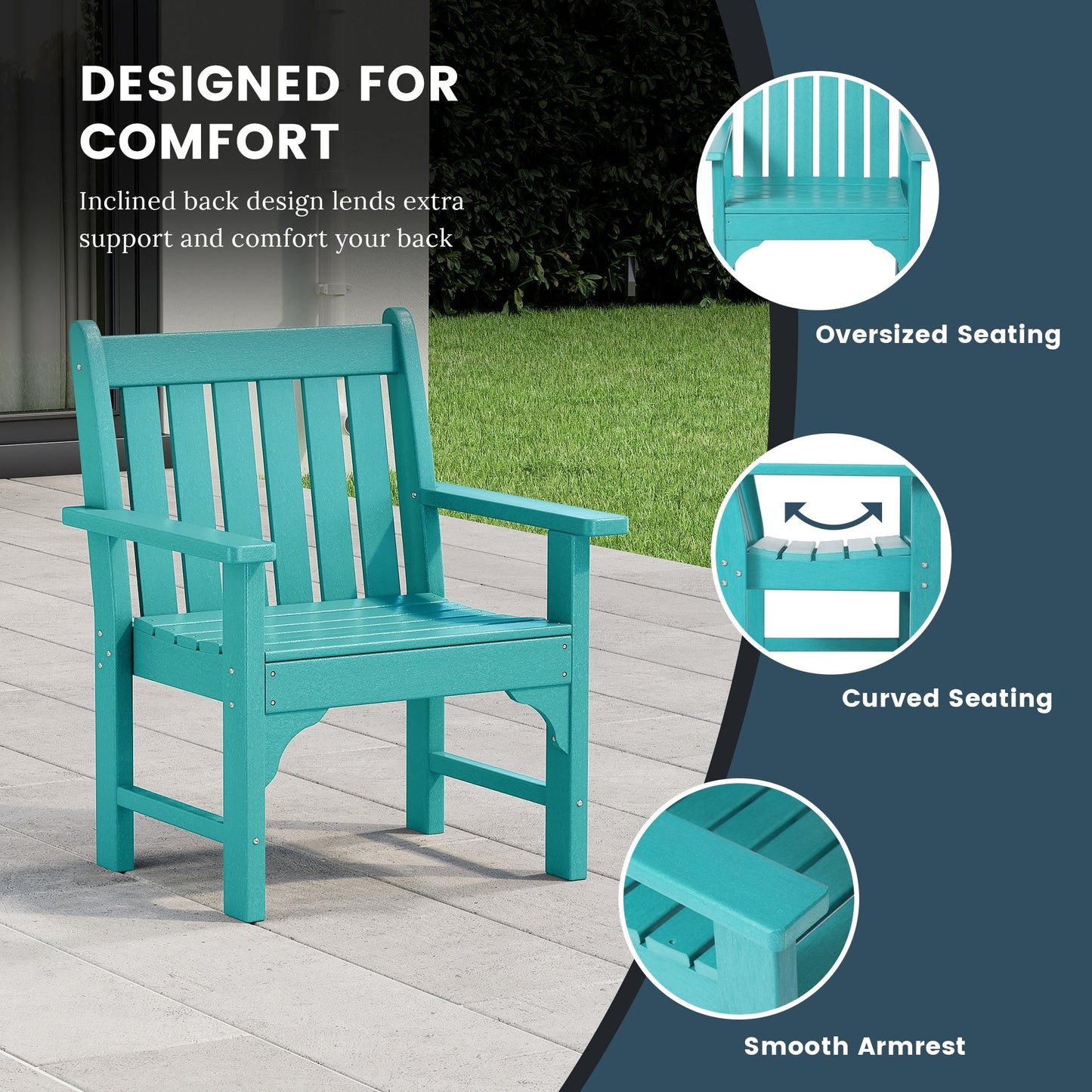 Polytrends Laguna, set da pranzo da giardino con tavolo rettangolare da 6 pezzi per patio e panca