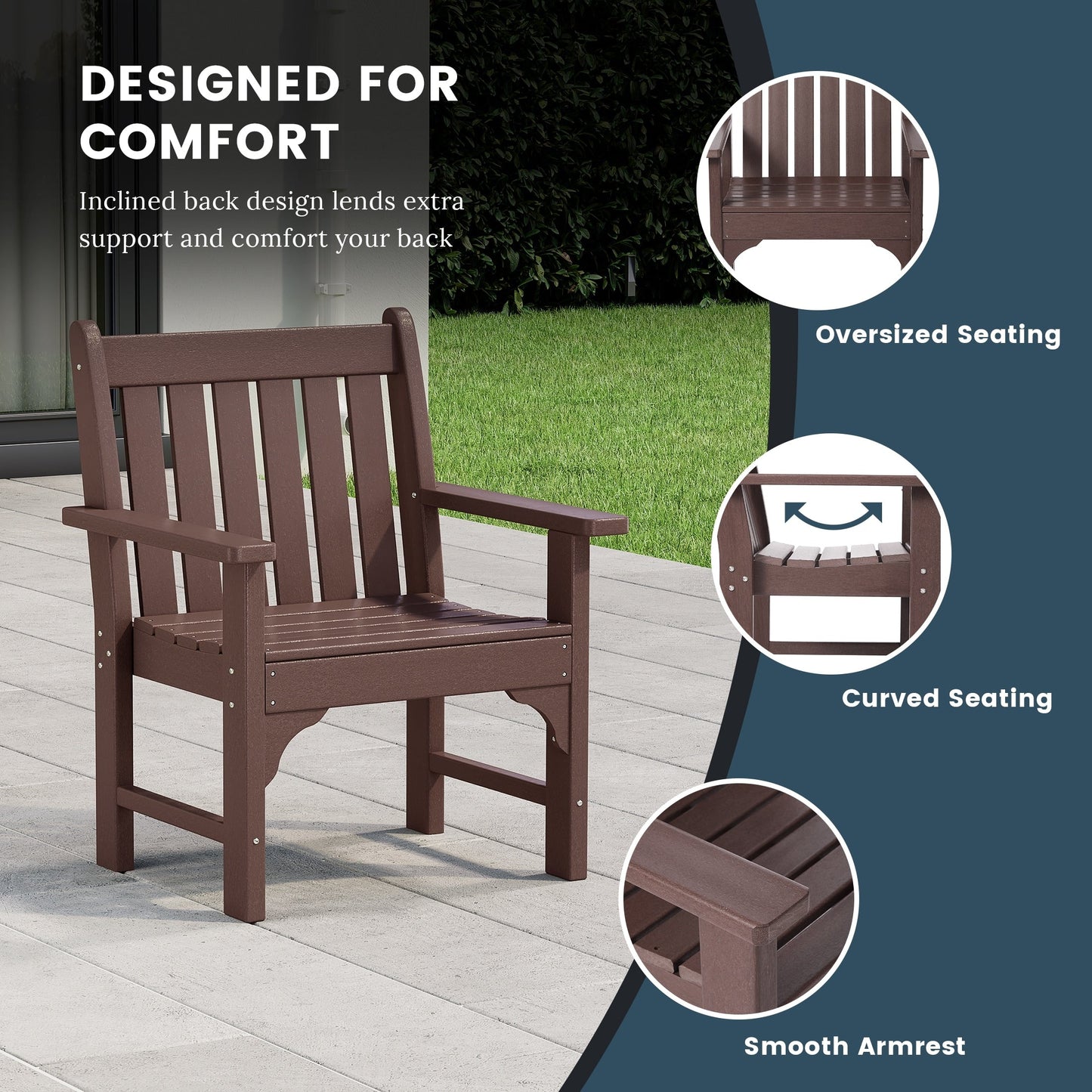 Polytrends Laguna, set da pranzo da giardino con tavolo rettangolare da 6 pezzi per patio e panca