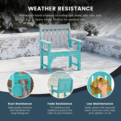 Polytrends Laguna, set da pranzo da giardino con tavolo rettangolare da 6 pezzi per patio e panca