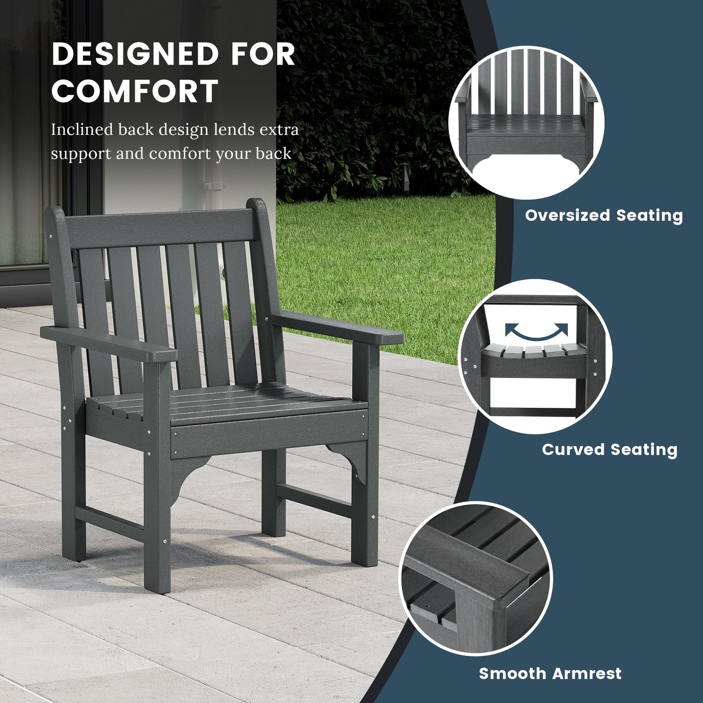 Polytrends Laguna, set da pranzo da giardino con tavolo rettangolare da 6 pezzi per patio e panca