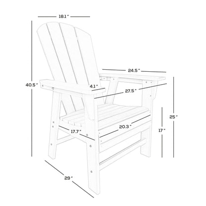 Set da pranzo per esterni Polytrends Laguna HDPE per tutte le stagioni con tavolo rettangolare, poltrone e panca (set da 6 pezzi)