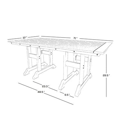Set da pranzo per esterni Polytrends Laguna HDPE per tutte le stagioni con tavolo rettangolare, sedie laterali e panca (set da 6 pezzi)