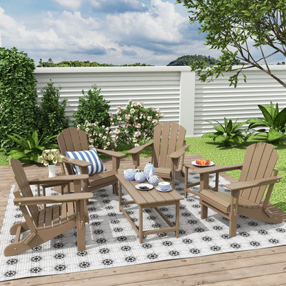 Polytrends Laguna Hdpe All Weather Patio Outdoor Pieghevole Adirondack Set da conversazione (Set da 7 pezzi)