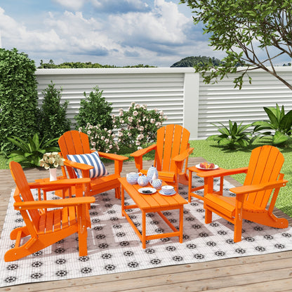 Polytrends Laguna Hdpe All Weather Patio Outdoor Pieghevole Adirondack Set da conversazione (Set da 7 pezzi)