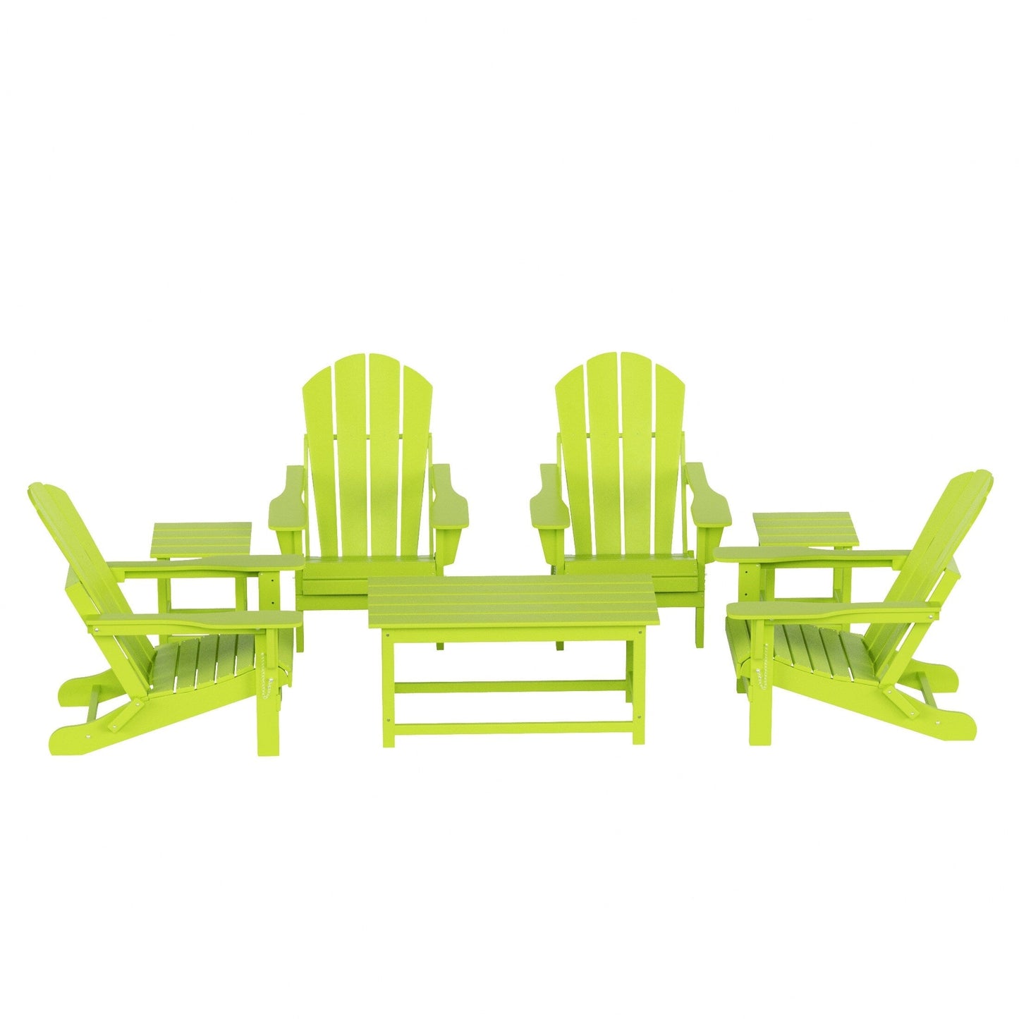 Polytrends Laguna Hdpe All Weather Patio Outdoor Pieghevole Adirondack Set da conversazione (Set da 7 pezzi)