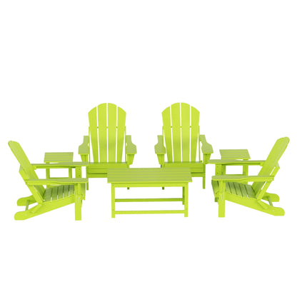 Polytrends Laguna Hdpe All Weather Patio Outdoor Pieghevole Adirondack Set da conversazione (Set da 7 pezzi)