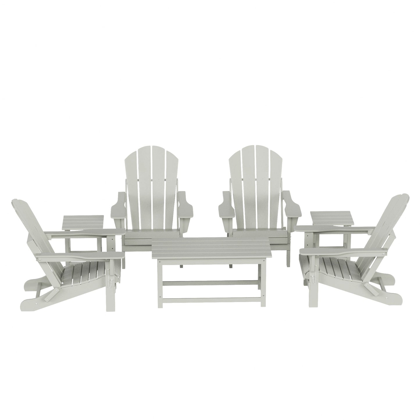 Polytrends Laguna Hdpe All Weather Patio Outdoor Pieghevole Adirondack Set da conversazione (Set da 7 pezzi)