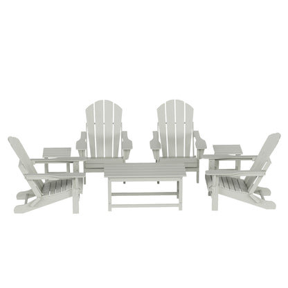 Polytrends Laguna Hdpe All Weather Patio Outdoor Pieghevole Adirondack Set da conversazione (Set da 7 pezzi)