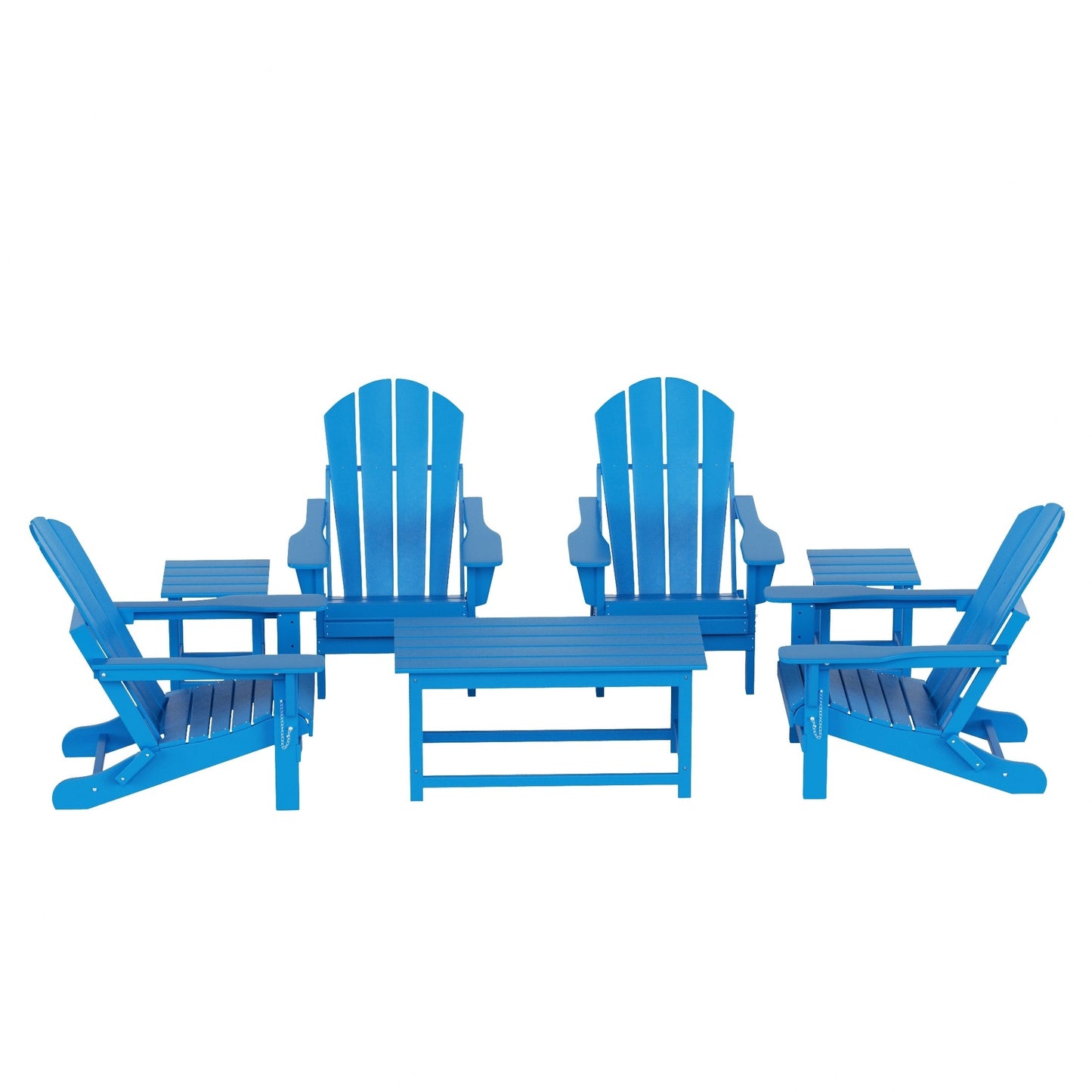 Polytrends Laguna Hdpe All Weather Patio Outdoor Pieghevole Adirondack Set da conversazione (Set da 7 pezzi)