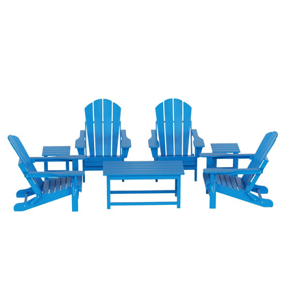 Polytrends Laguna Hdpe All Weather Patio Outdoor Pieghevole Adirondack Set da conversazione (Set da 7 pezzi)