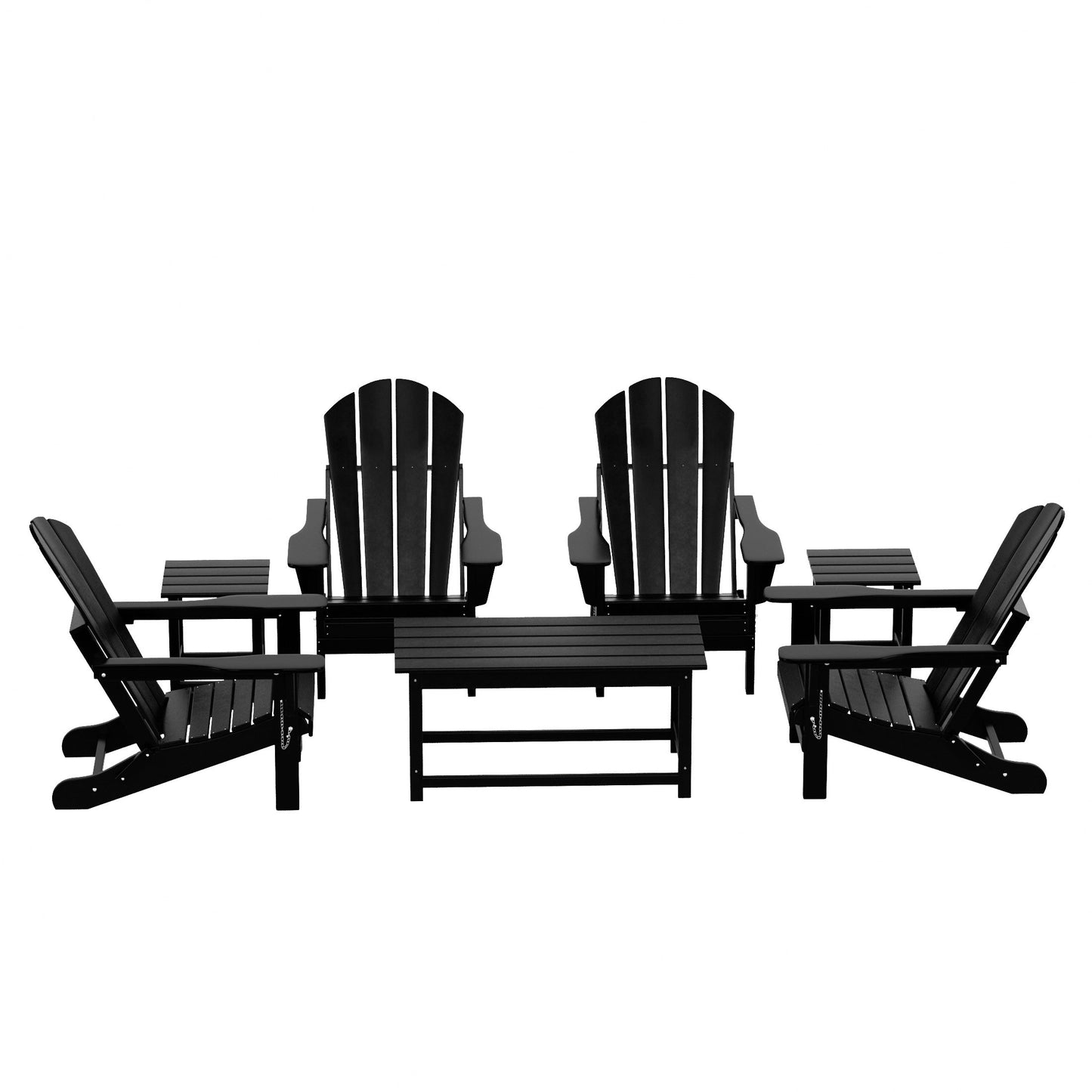 Polytrends Laguna Hdpe All Weather Patio Outdoor Pieghevole Adirondack Set da conversazione (Set da 7 pezzi)