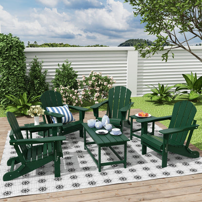 Polytrends Laguna Hdpe All Weather Patio Outdoor Pieghevole Adirondack Set da conversazione (Set da 7 pezzi)