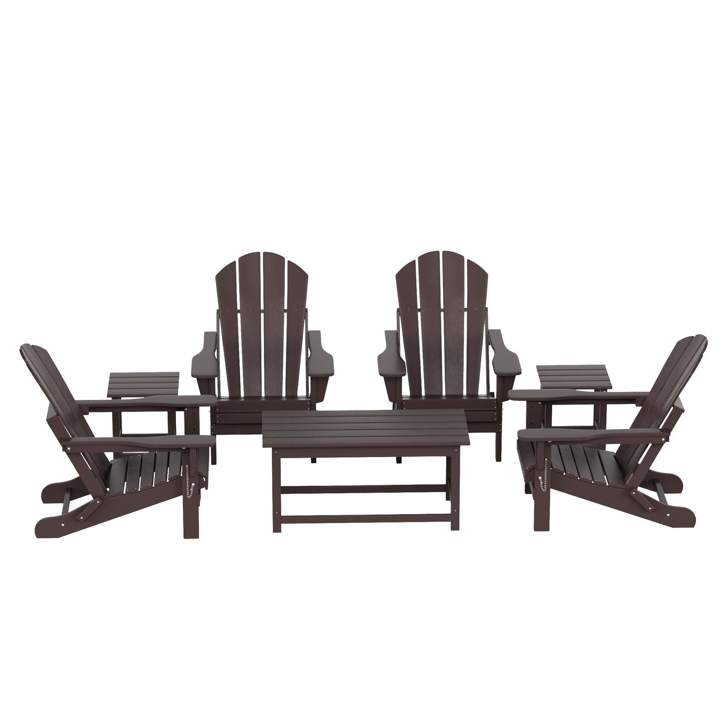 Polytrends Laguna Hdpe All Weather Patio Outdoor Pieghevole Adirondack Set da conversazione (Set da 7 pezzi)