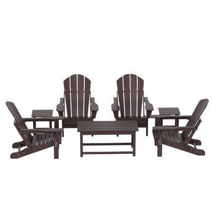 Polytrends Laguna Hdpe All Weather Patio Outdoor Pieghevole Adirondack Set da conversazione (Set da 7 pezzi)