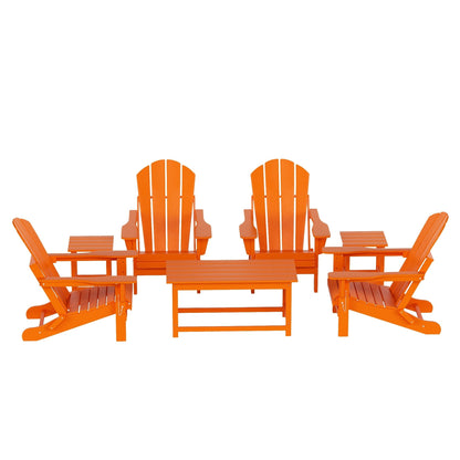Polytrends Laguna Hdpe All Weather Patio Outdoor Pieghevole Adirondack Set da conversazione (Set da 7 pezzi)