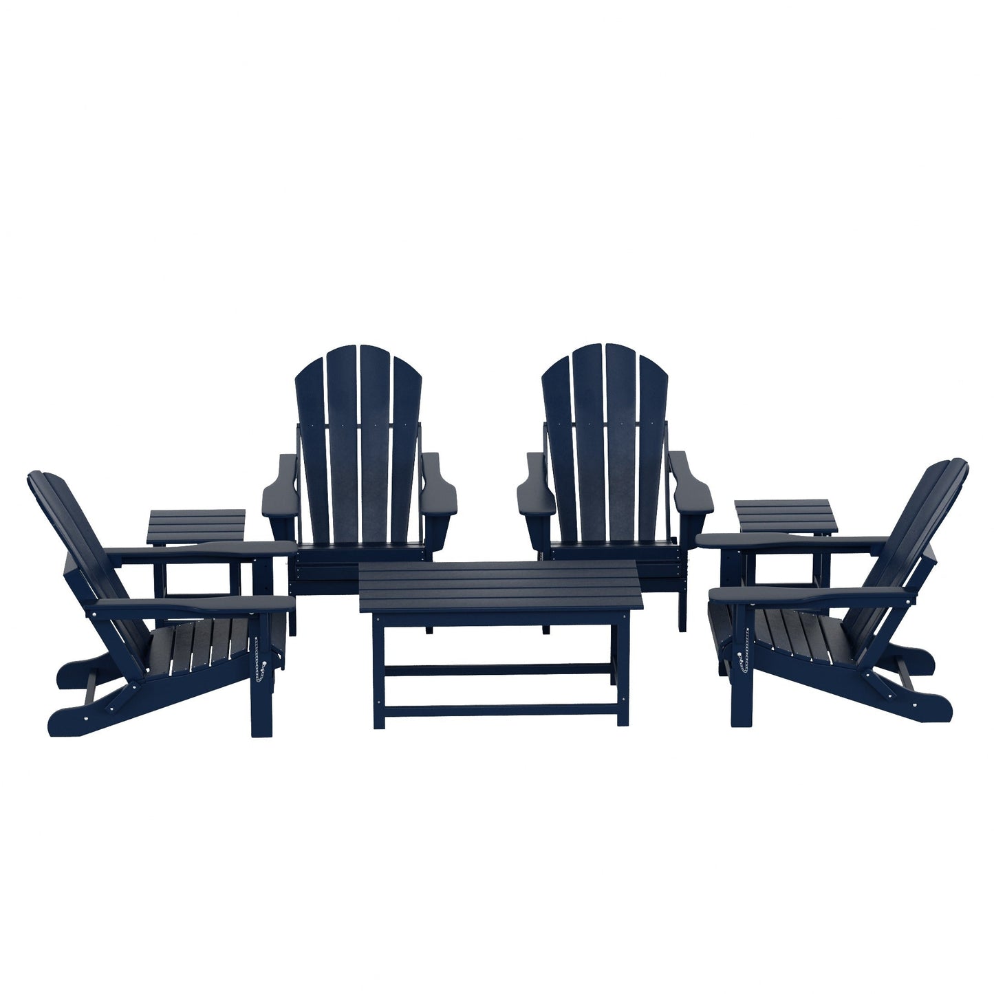Polytrends Laguna Hdpe All Weather Patio Outdoor Pieghevole Adirondack Set da conversazione (Set da 7 pezzi)