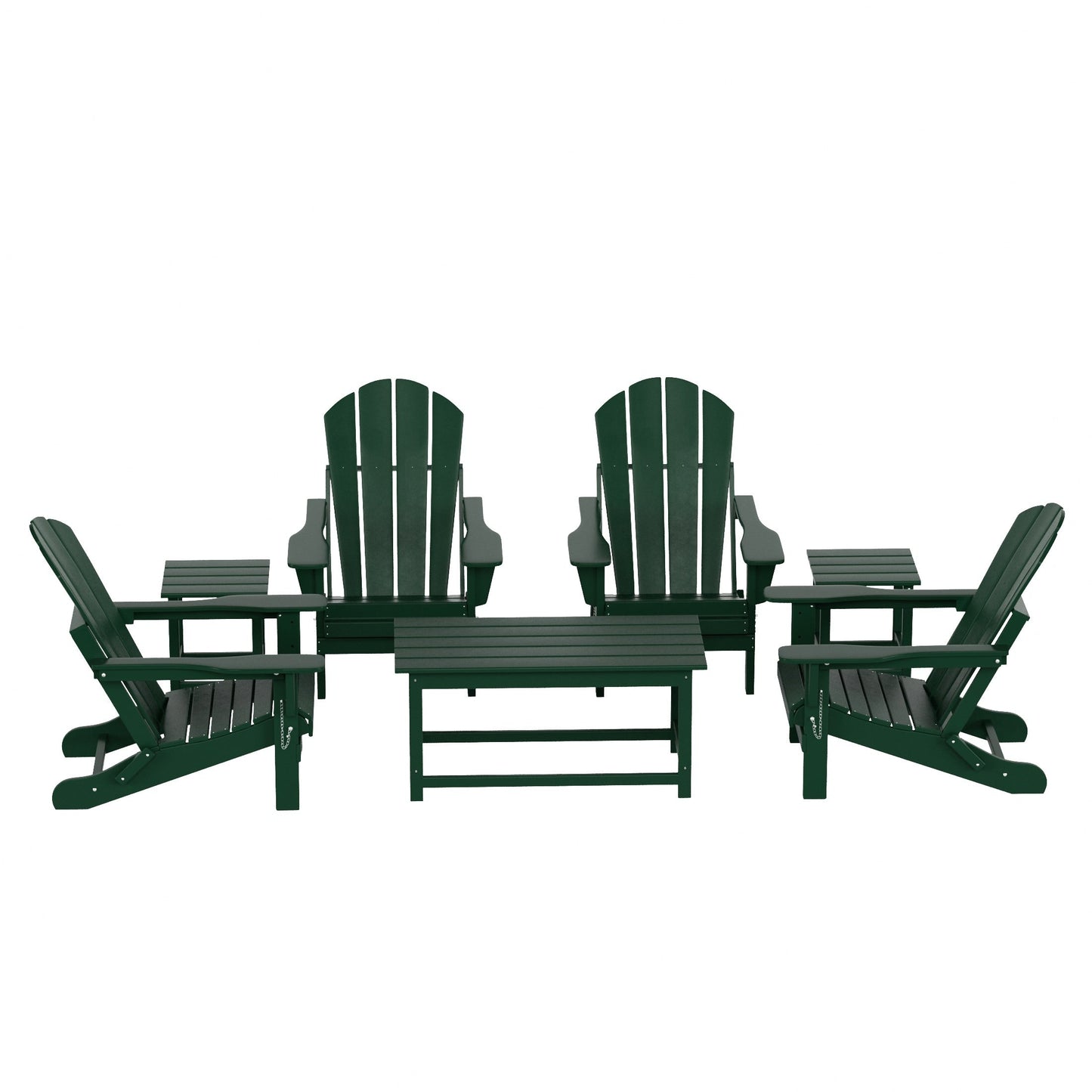 Polytrends Laguna Hdpe All Weather Patio Outdoor Pieghevole Adirondack Set da conversazione (Set da 7 pezzi)