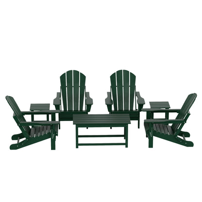 Polytrends Laguna Hdpe All Weather Patio Outdoor Pieghevole Adirondack Set da conversazione (Set da 7 pezzi)