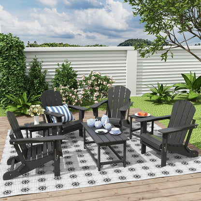 Polytrends Laguna Hdpe All Weather Patio Outdoor Pieghevole Adirondack Set da conversazione (Set da 7 pezzi)