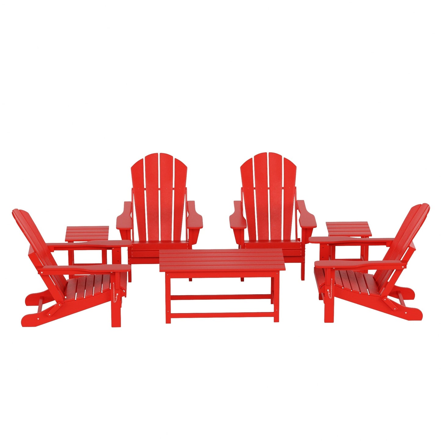 Polytrends Laguna Hdpe All Weather Patio Outdoor Pieghevole Adirondack Set da conversazione (Set da 7 pezzi)