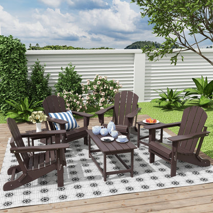 Polytrends Laguna Hdpe All Weather Patio Outdoor Pieghevole Adirondack Set da conversazione (Set da 7 pezzi)