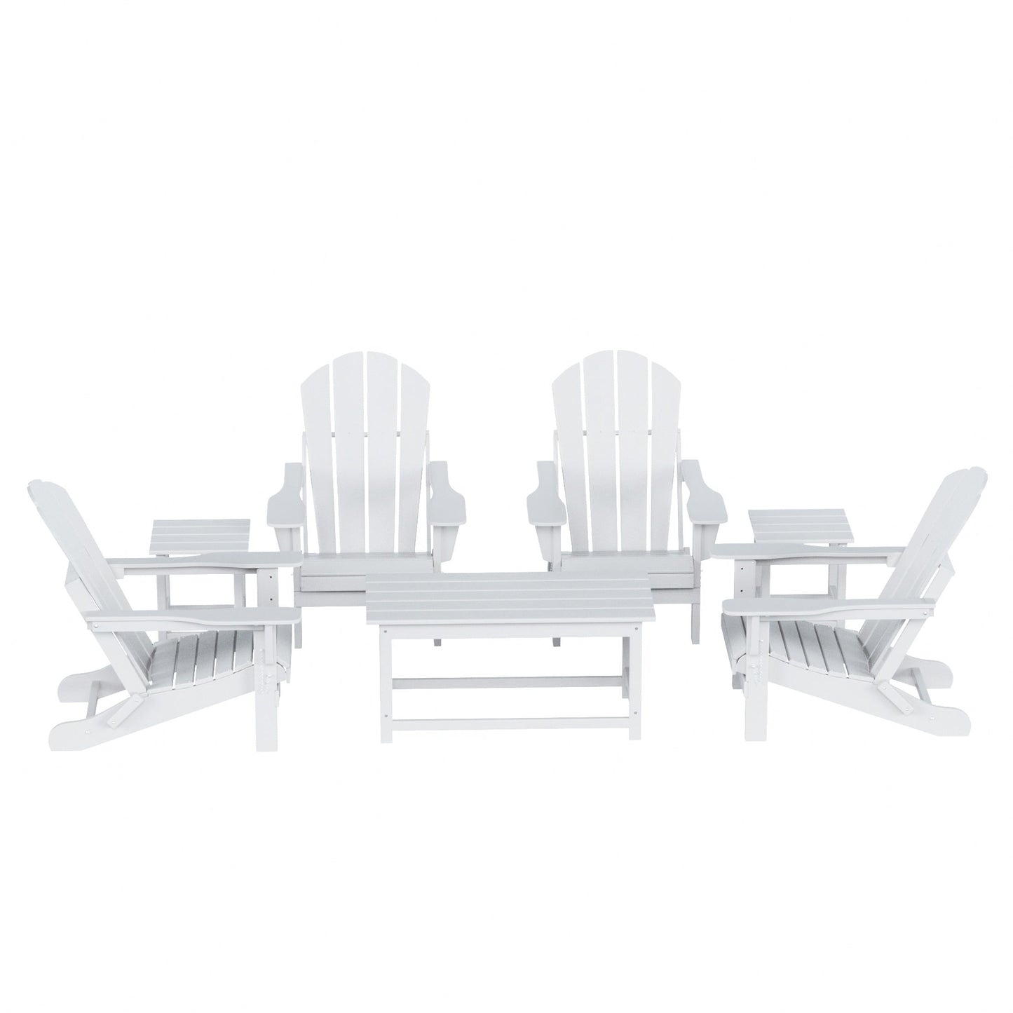 Polytrends Laguna Hdpe All Weather Patio Outdoor Pieghevole Adirondack Set da conversazione (Set da 7 pezzi)