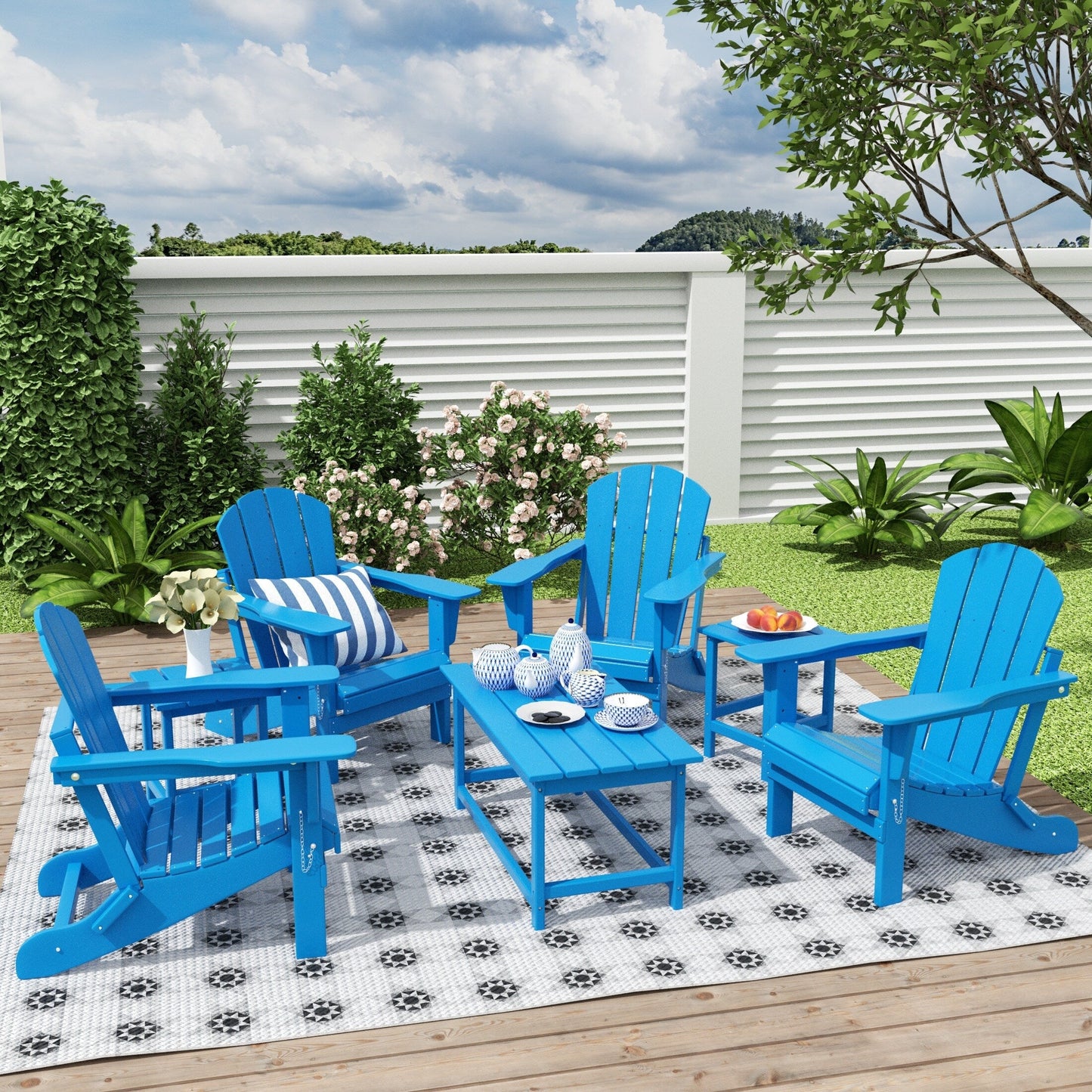 Polytrends Laguna Hdpe All Weather Patio Outdoor Pieghevole Adirondack Set da conversazione (Set da 7 pezzi)