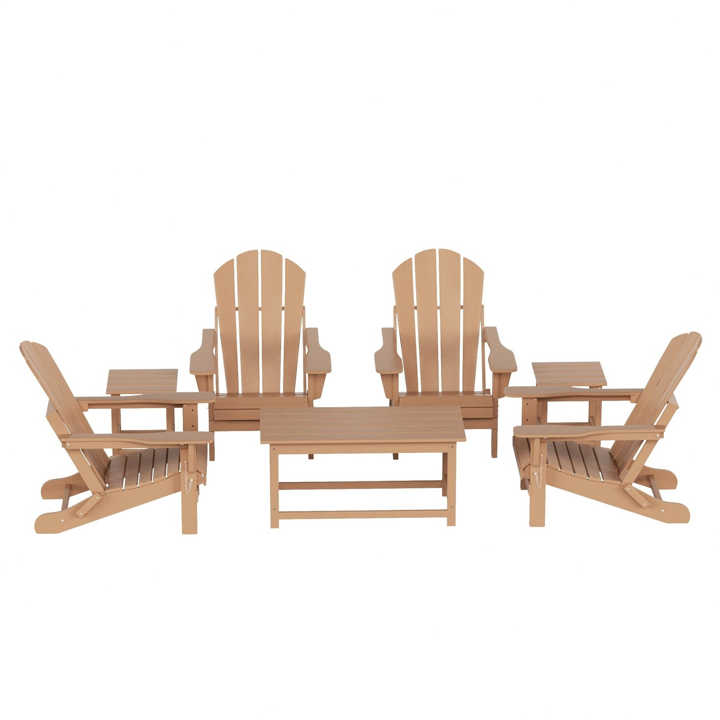 Polytrends Laguna Hdpe All Weather Patio Outdoor Pieghevole Adirondack Set da conversazione (Set da 7 pezzi)