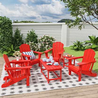 Polytrends Laguna Hdpe All Weather Patio Outdoor Pieghevole Adirondack Set da conversazione (Set da 7 pezzi)