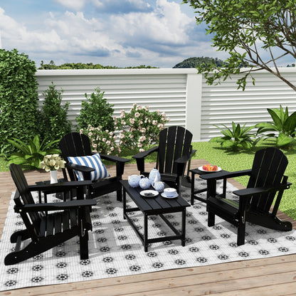 Polytrends Laguna Hdpe All Weather Patio Outdoor Pieghevole Adirondack Set da conversazione (Set da 7 pezzi)