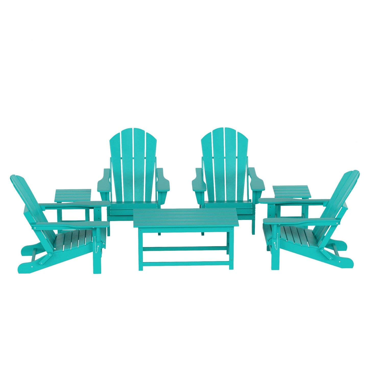 Polytrends Laguna Hdpe All Weather Patio Outdoor Pieghevole Adirondack Set da conversazione (Set da 7 pezzi)