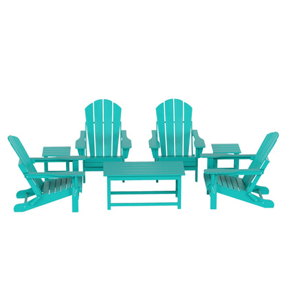 Polytrends Laguna Hdpe All Weather Patio Outdoor Pieghevole Adirondack Set da conversazione (Set da 7 pezzi)