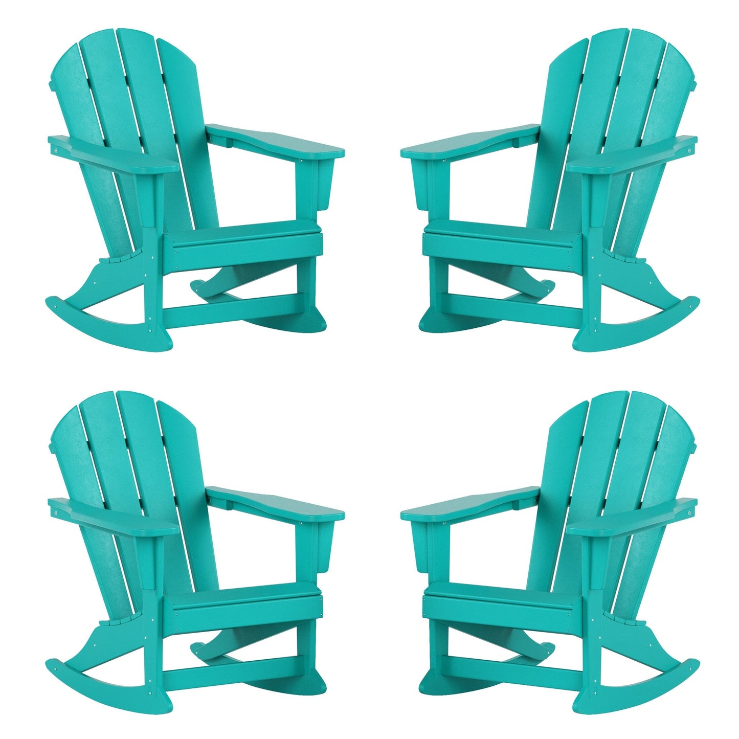 Sedia a dondolo da esterno per patio Polytrends Laguna HDPE adatta a tutte le stagioni (set da 4)