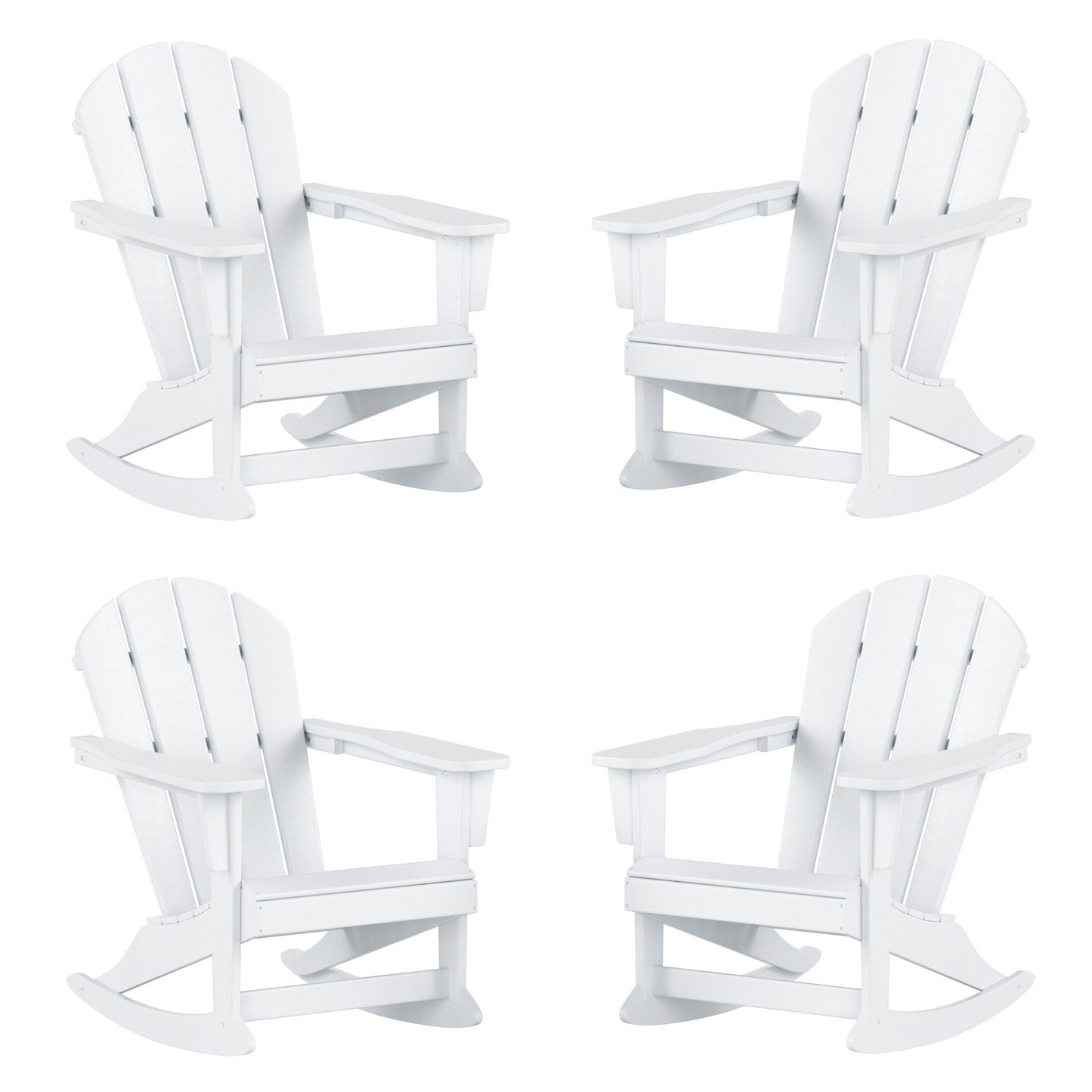 Sedia a dondolo da esterno per patio Polytrends Laguna HDPE adatta a tutte le stagioni (set da 4)