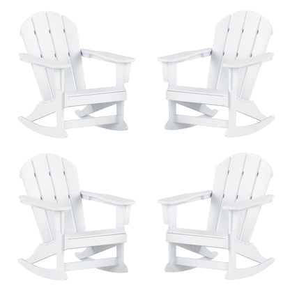 Sedia a dondolo da esterno per patio Polytrends Laguna HDPE adatta a tutte le stagioni (set da 4)