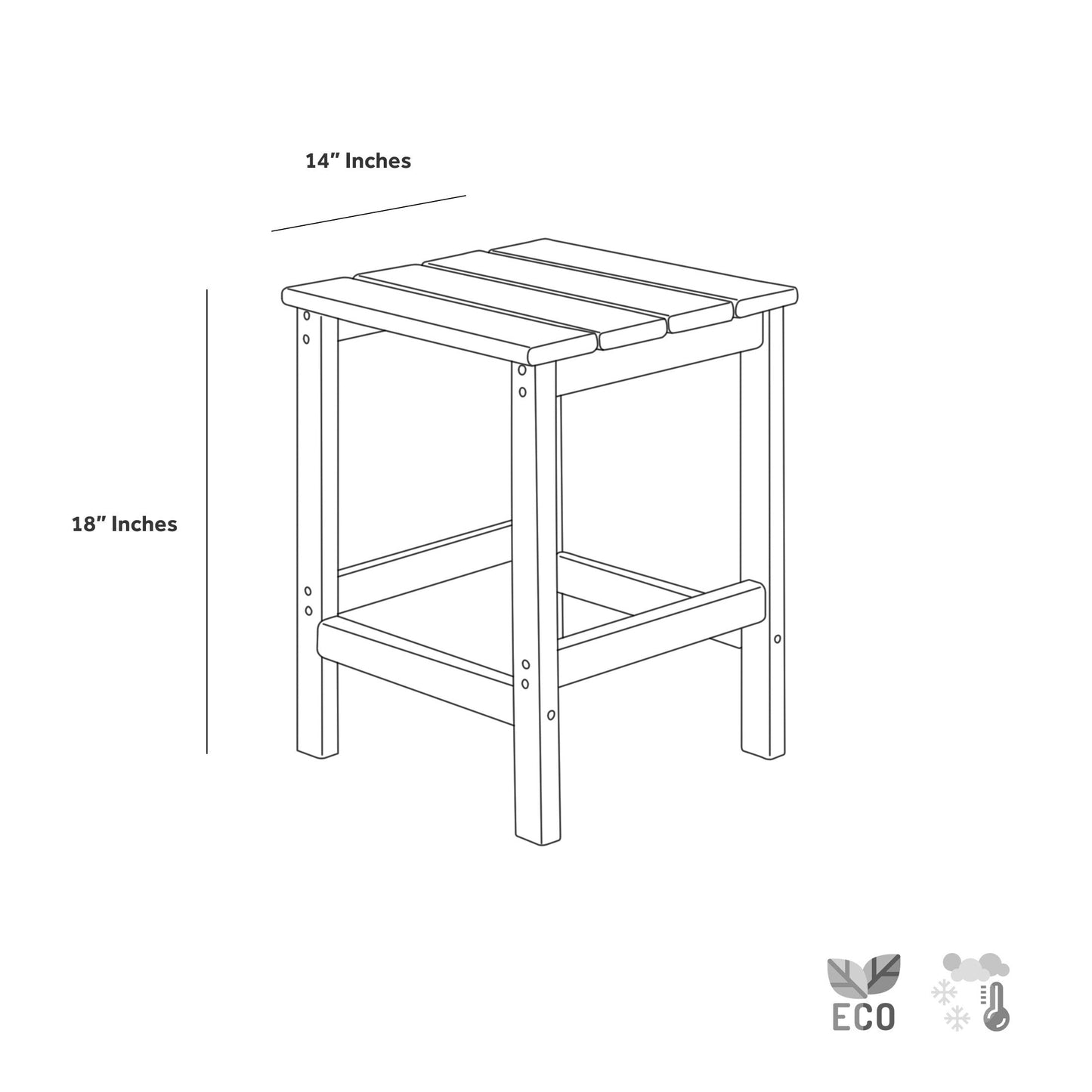 Sedia Adirondack pieghevole per esterni e patio Polytrends Laguna HDPE, adatta a tutte le stagioni, con tavolino laterale (set da 2 pezzi)