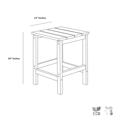 Sedia Adirondack pieghevole per esterni e patio Polytrends Laguna HDPE, adatta a tutte le stagioni, con pouf e tavolino laterale (set da 3 pezzi)
