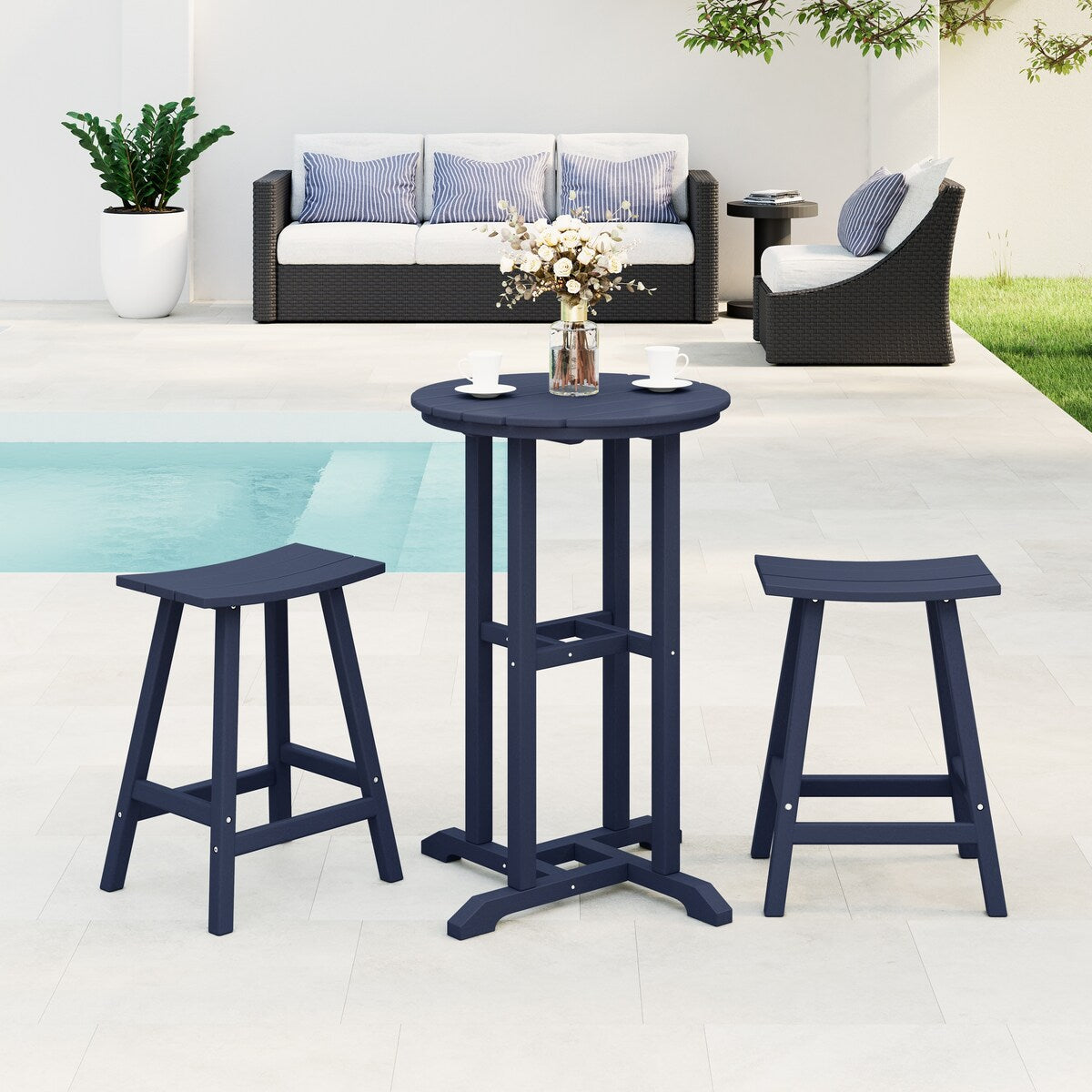 Set da bancone da bistrot per esterni in HDPE Polytrends Laguna All Weather (set da 3 pezzi)