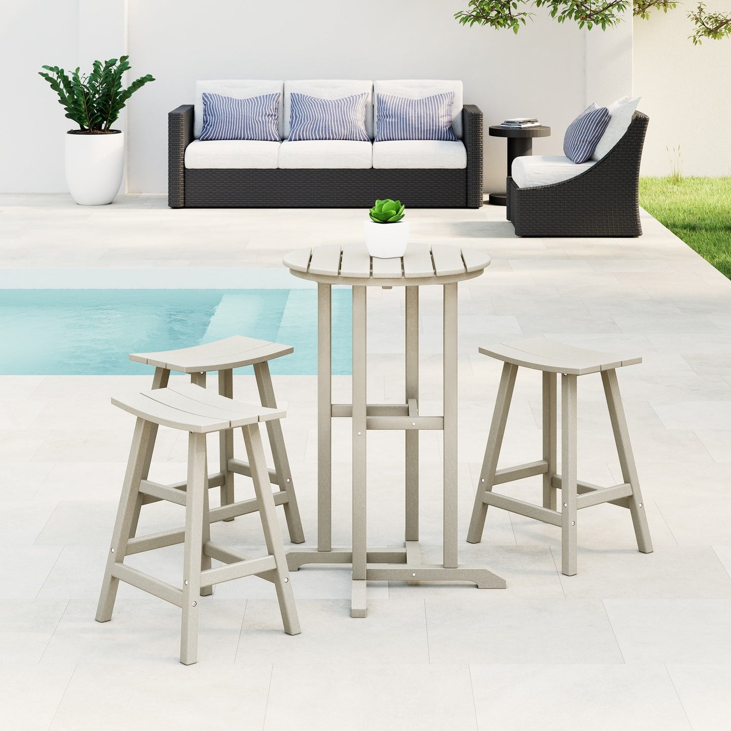 Set da bancone da bistrot per esterni Polytrends Laguna HDPE per tutte le stagioni (set da 4 pezzi)