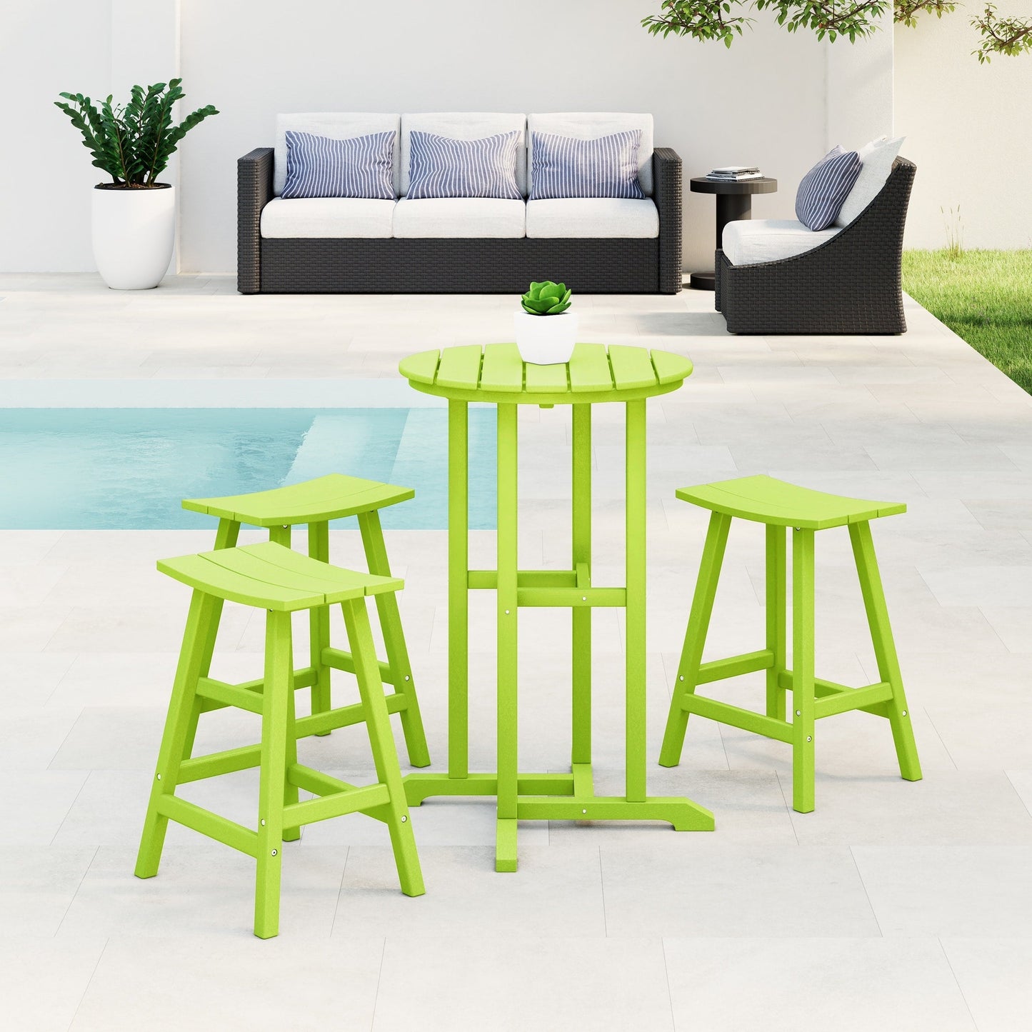 Set da bancone da bistrot per esterni Polytrends Laguna HDPE per tutte le stagioni (set da 4 pezzi)