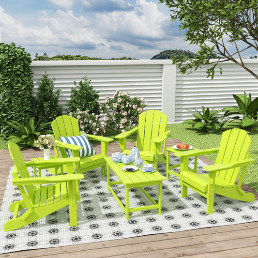 Polytrends Laguna Hdpe All Weather Patio Outdoor Pieghevole Adirondack Set da conversazione (Set da 7 pezzi)