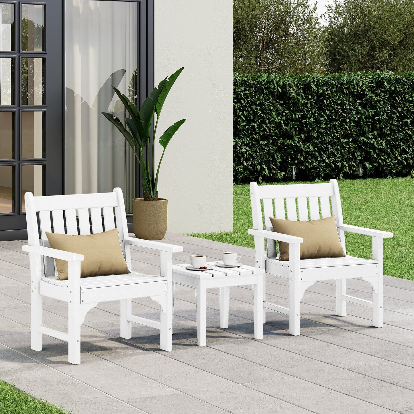 Set di 3 poltrone da giardino con tavolino laterale Polytrends Laguna Outdoor Patio