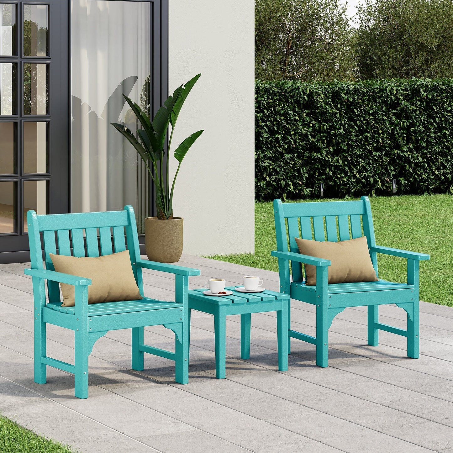 Set di 3 poltrone da giardino con tavolino laterale Polytrends Laguna Outdoor Patio