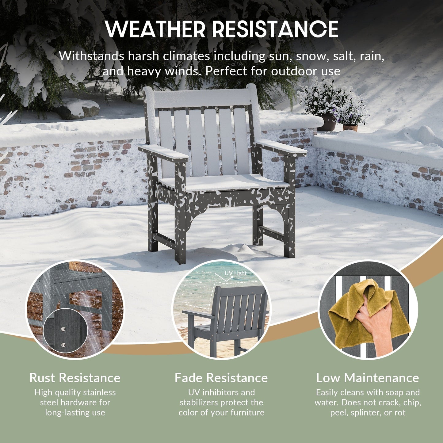 Set di 3 poltrone da giardino con tavolino laterale Polytrends Laguna Outdoor Patio