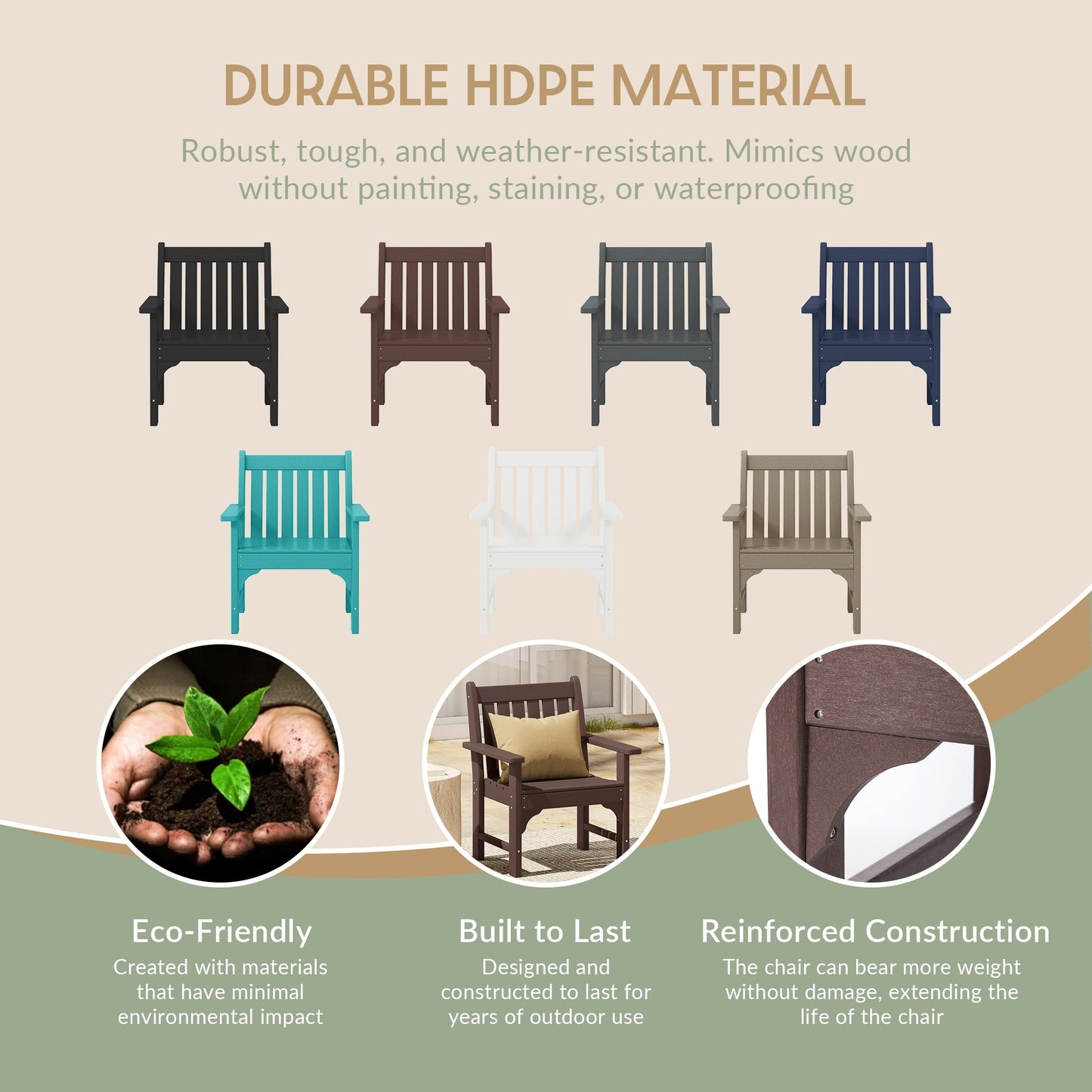 Set di 3 poltrone da giardino con tavolino laterale Polytrends Laguna Outdoor Patio