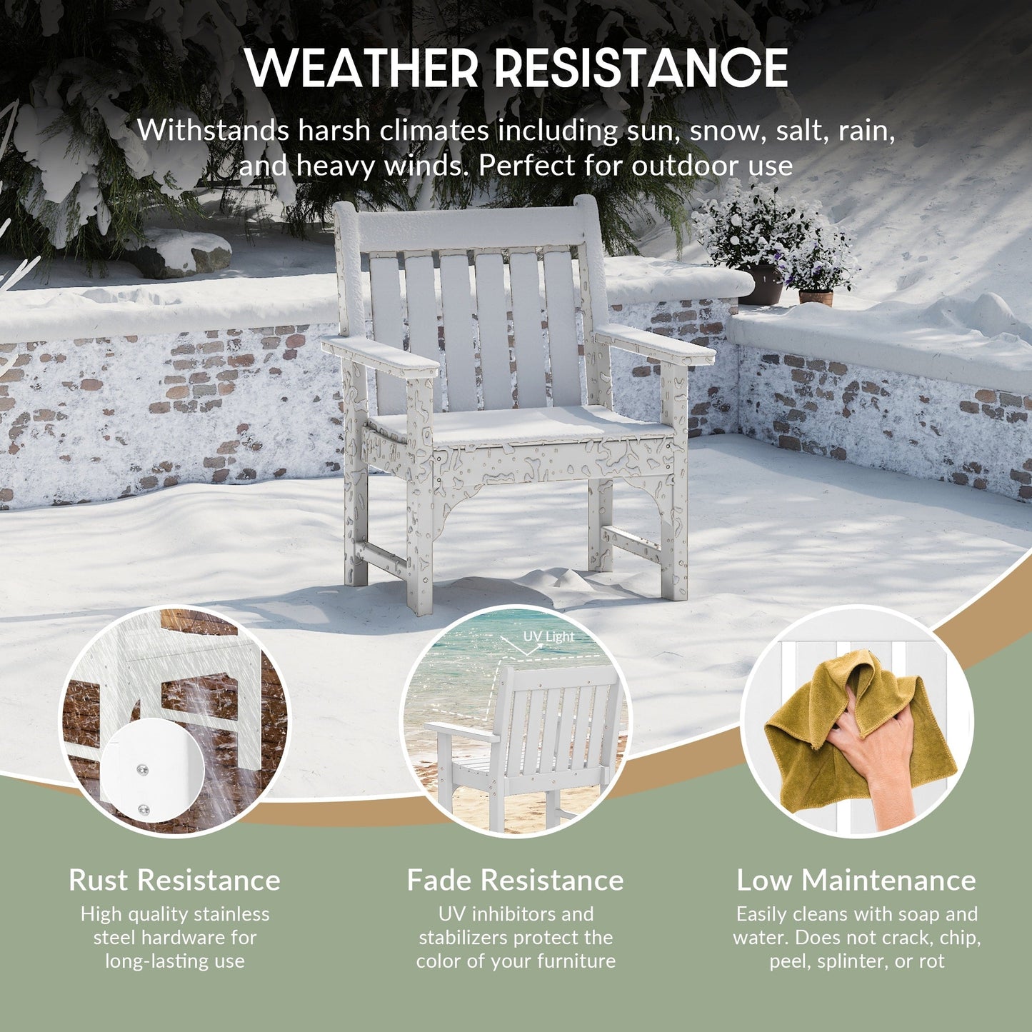 Set di 3 poltrone da giardino con tavolino laterale Polytrends Laguna Outdoor Patio