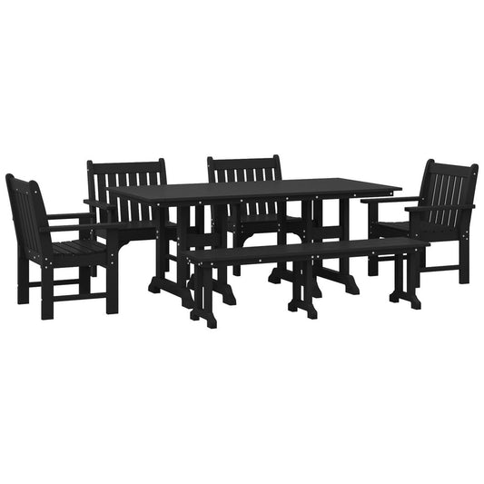 Polytrends Laguna, set da pranzo da giardino con tavolo rettangolare da 6 pezzi per patio e panca