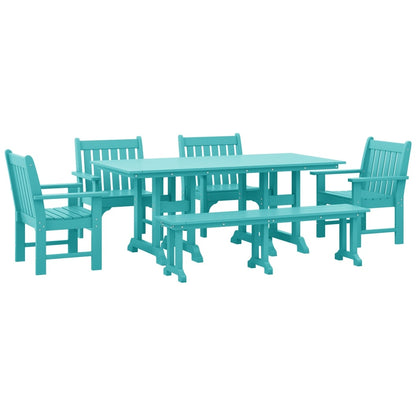 Polytrends Laguna, set da pranzo da giardino con tavolo rettangolare da 6 pezzi per patio e panca